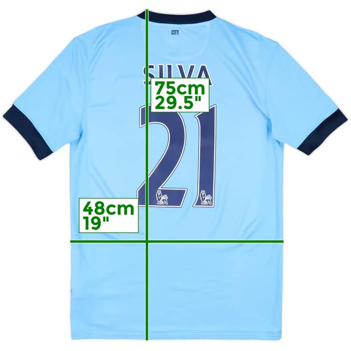 2014-15 Manchester City Home Shirt Silva #21 - 7/10 - (M)