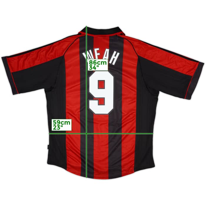 1998-00 AC Milan Home Shirt Weah #9 - 6/10 - (XL)