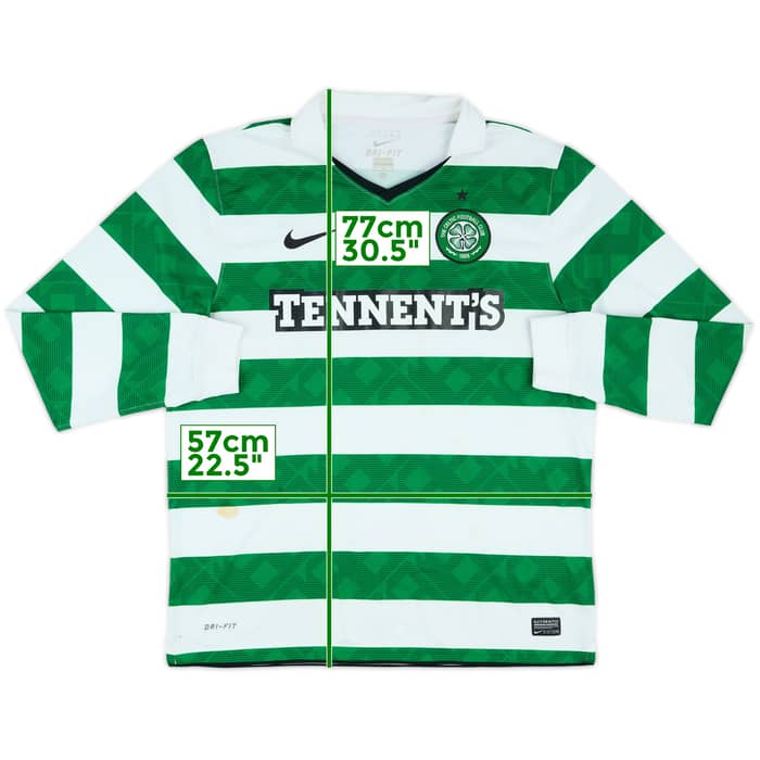 2010-12 Celtic Home L/S Shirt - 6/10 - (L)