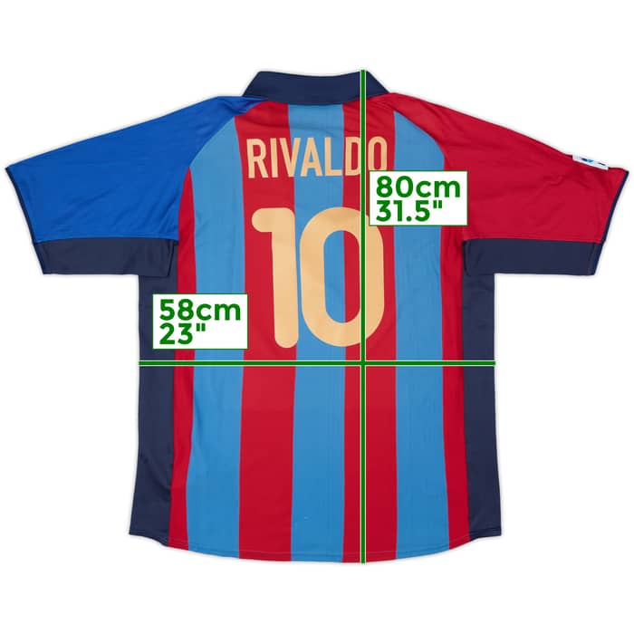 2001-02 Barcelona Home Shirt Rivaldo #10 - 8/10 - (XL)