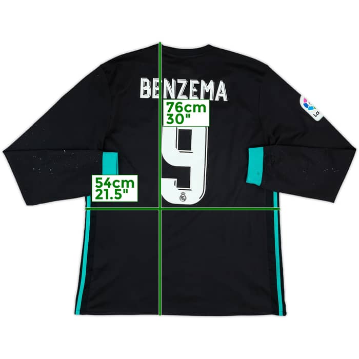 2017-18 Real Madrid Away L/S Shirt Benzema #9 - 4/10 - (L)