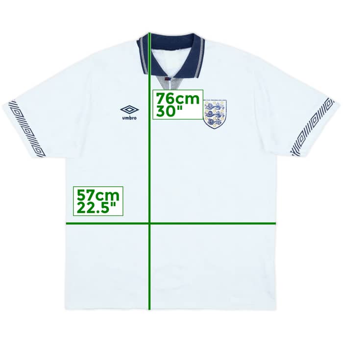 1990-92 England Home Shirt - 8/10 - (XL)