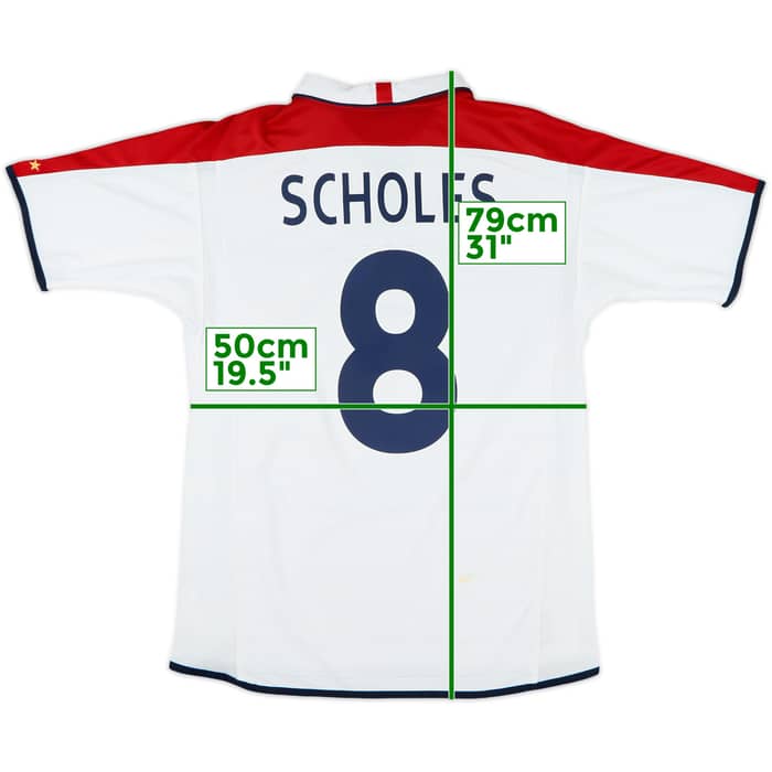 2003-05 England Home Shirt Scholes #8 - 7/10 - (M)