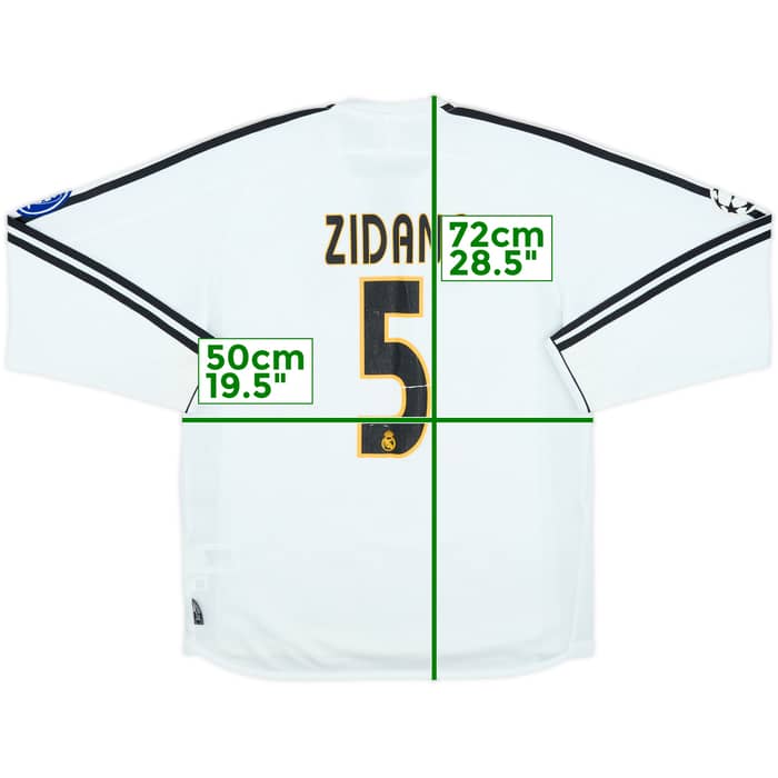 2003-04 Real Madrid Home L/S Shirt Zidane #5 - 6/10 - (S)