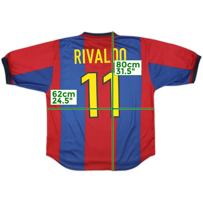 1998-00 Barcelona Home Shirt Rivaldo #11 - 8/10 - (L)