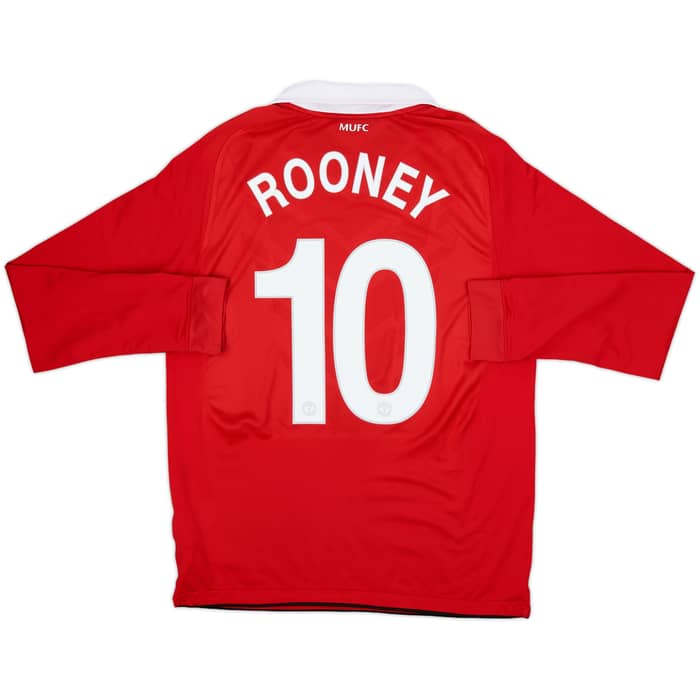 2010-11 Manchester United Home L/S Shirt Rooney #10 - 8/10 - (M)