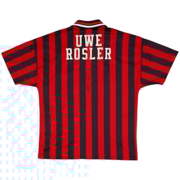 1994-96 Manchester City Signed Away Shirt Uwe Rosler - 9/10 - (L)