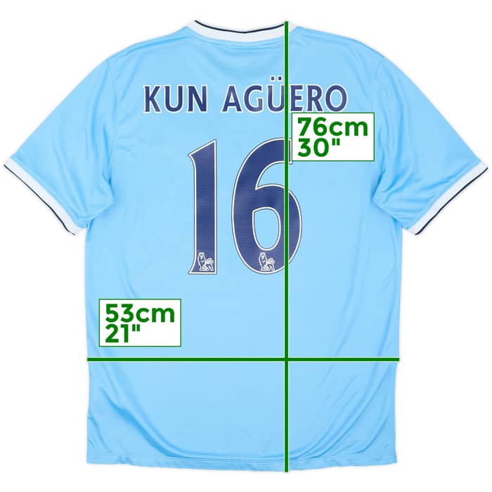 2013-14 Manchester City Home Shirt Kun Aguero #16 - 6/10 - (L)