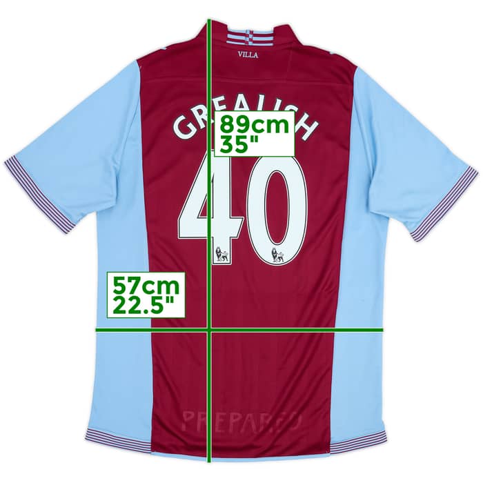 2013-14 Aston Villa Home Shirt Grealish #40 - 8/10 - (XXL)