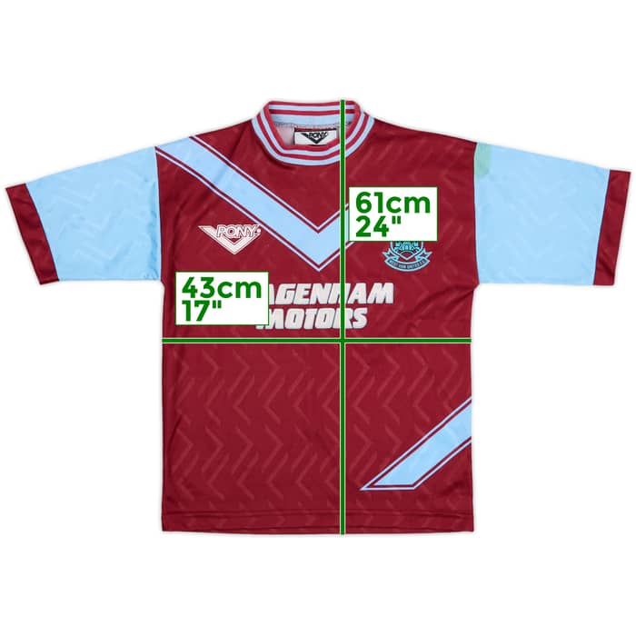 1993-95 West Ham Home Shirt #9 - 8/10 - (L.Boys)