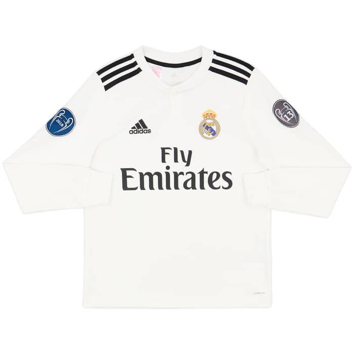 2018-19 Real Madrid Home L/S Shirt - 10/10 - (L.Boys)