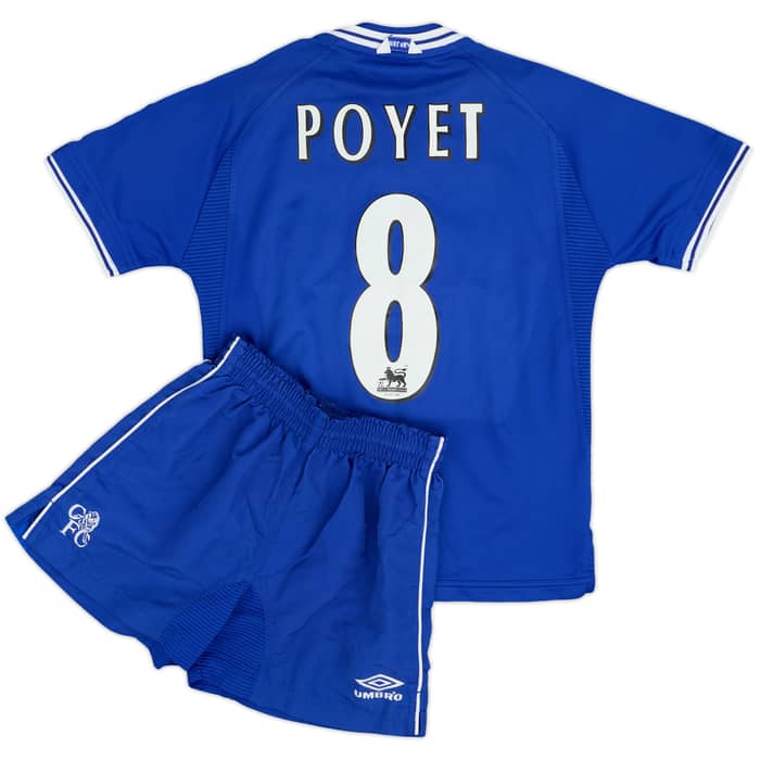 1999-01 Chelsea Home Shirt & Shorts Poyet #8 - 8/10 - (L.Boys)