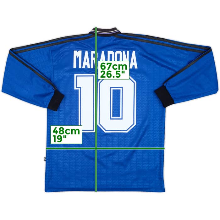 1994-97 Argentina Away L/S Shirt Maradona #10 - 9/10 - (L)
