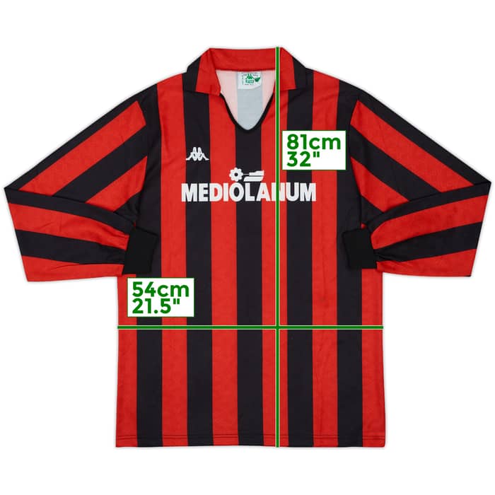 1989-90 AC Milan Home L/S Shirt - 7/10 - (L)