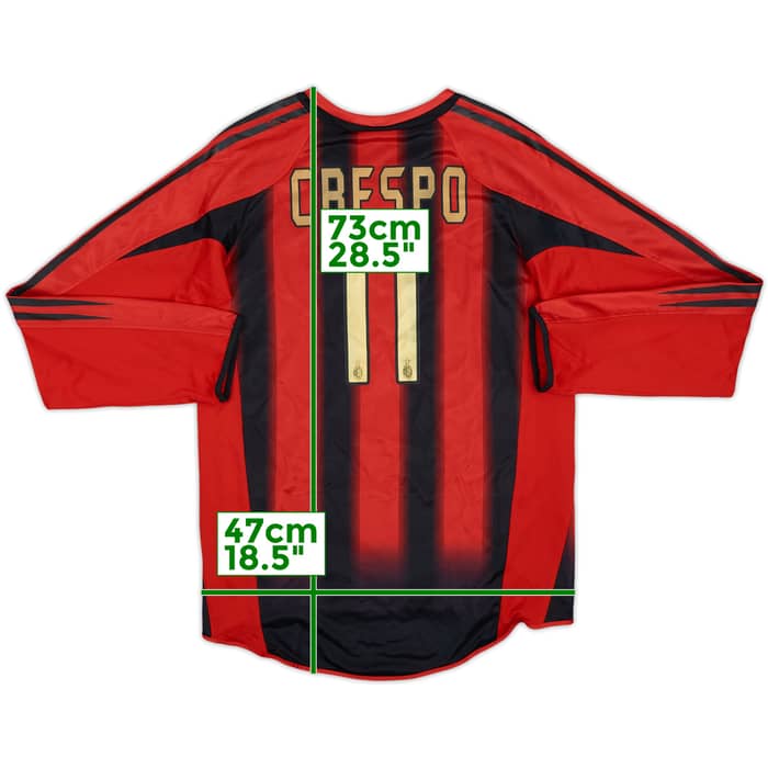 2004-05 AC Milan Player Issue Home L/S Shirt Crespo #11 - 9/10 - (S)