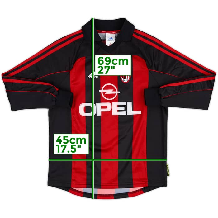 2000-02 AC Milan Home L/S Shirt #16 - 5/10 - (XL.Boys)