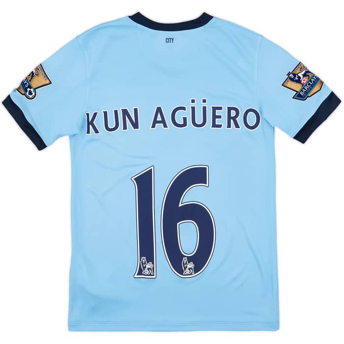 2014-15 Manchester City Home Shirt Kun Aguero #16 - 7/10 - (L.Boys)