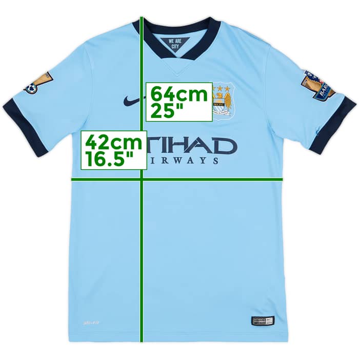 2014-15 Manchester City Home Shirt Kun Aguero #16 - 7/10 - (L.Boys)