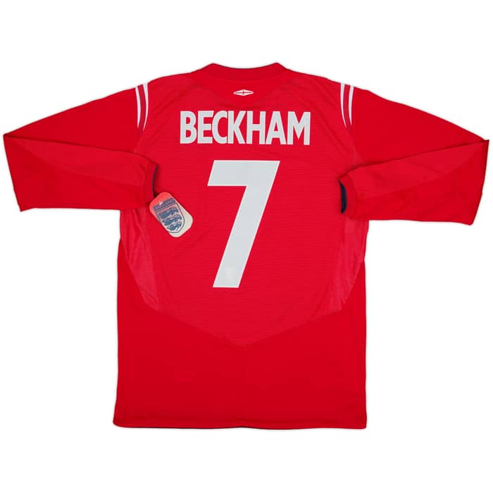 2004-06 England Away L/S Shirt Beckham #7 (M)