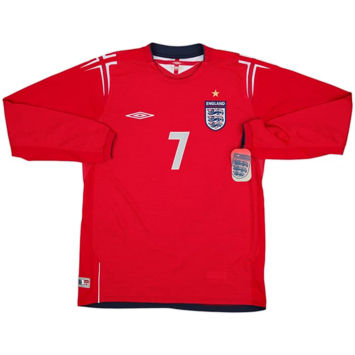 2004-06 England Away L/S Shirt Beckham #7 (M)