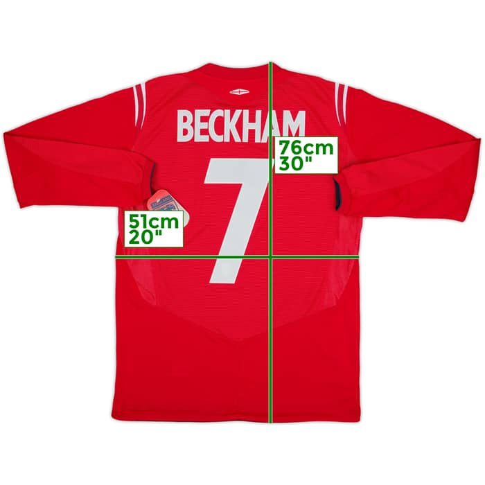 2004-06 England Away L/S Shirt Beckham #7 (M)