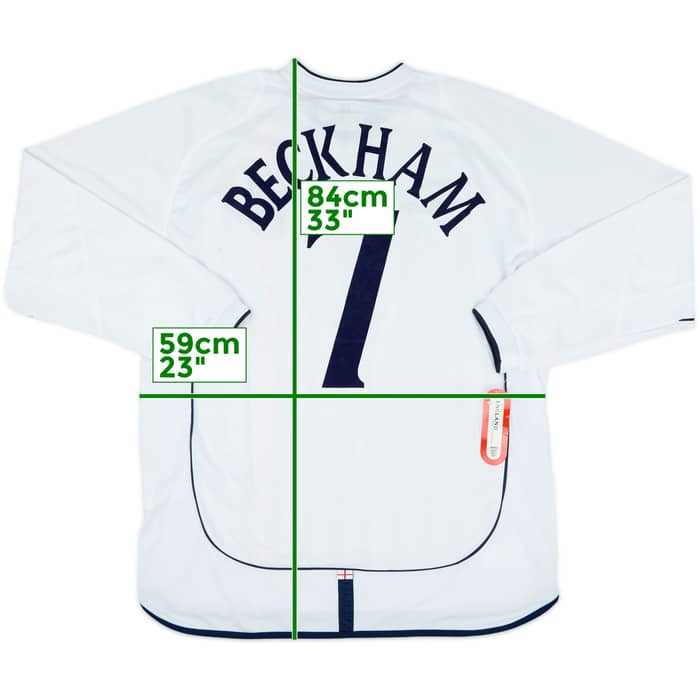2001-03 England Home L/S Shirt Beckham #7 (XL)