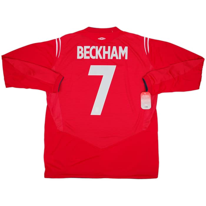 2004-06 England Away L/S Shirt Beckham #7 (XXL)