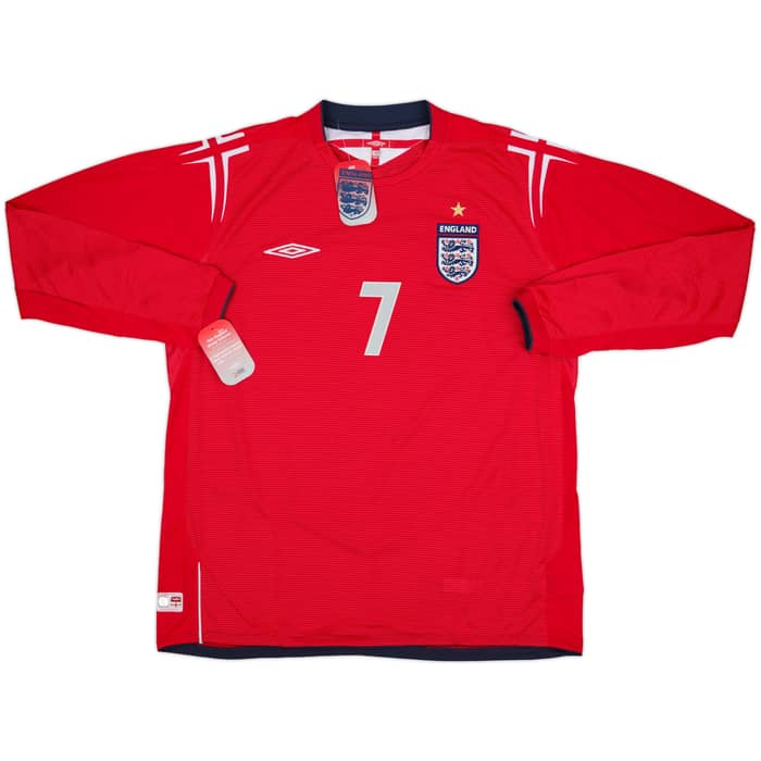 2004-06 England Away L/S Shirt Beckham #7 (XXL)