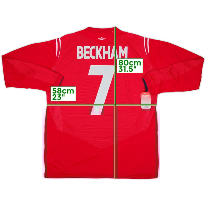 2004-06 England Away L/S Shirt Beckham #7 (XXL)