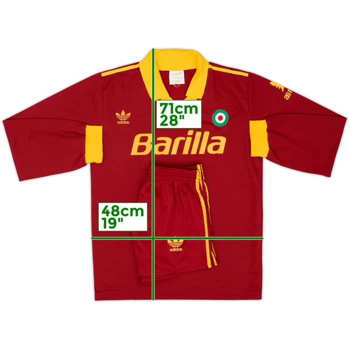 1991-92 Roma Home L/S Shirt & Shorts - 9/10 - (S)