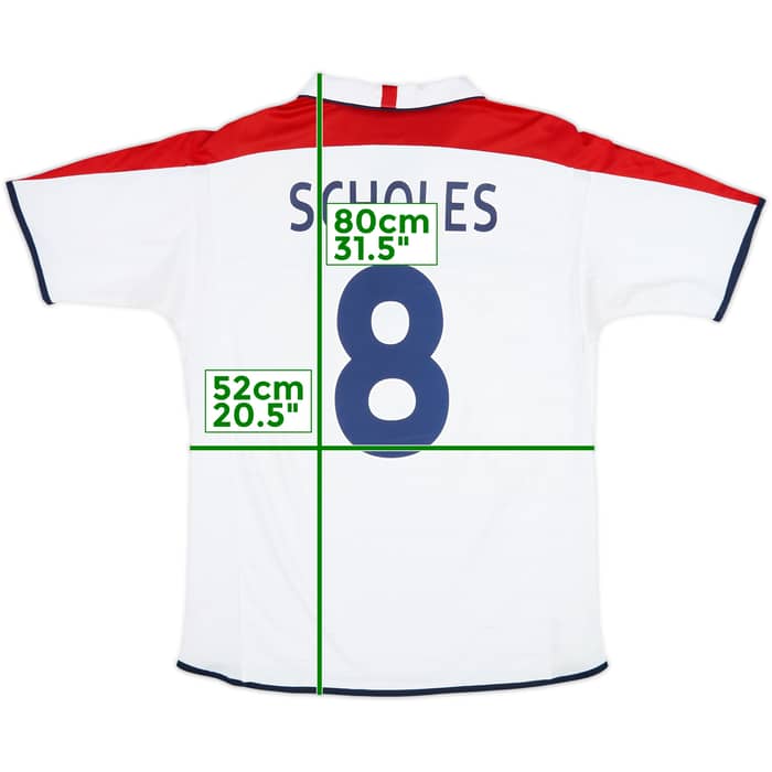 2003-05 England Home Shirt Scholes #8 - 6/10 - (L)