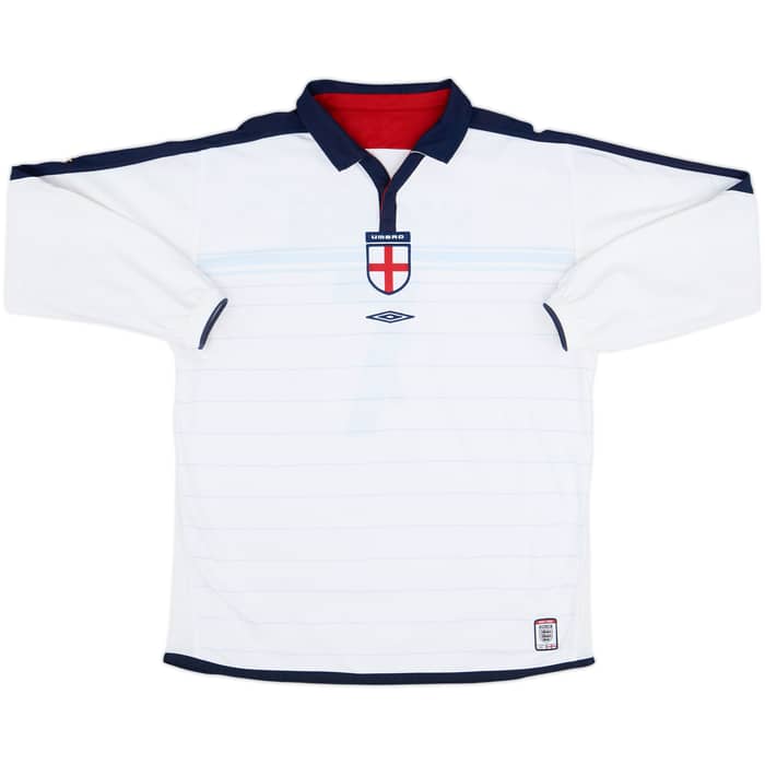 2003-05 England Home L/S Shirt Beckham #7 - 8/10 - (L)
