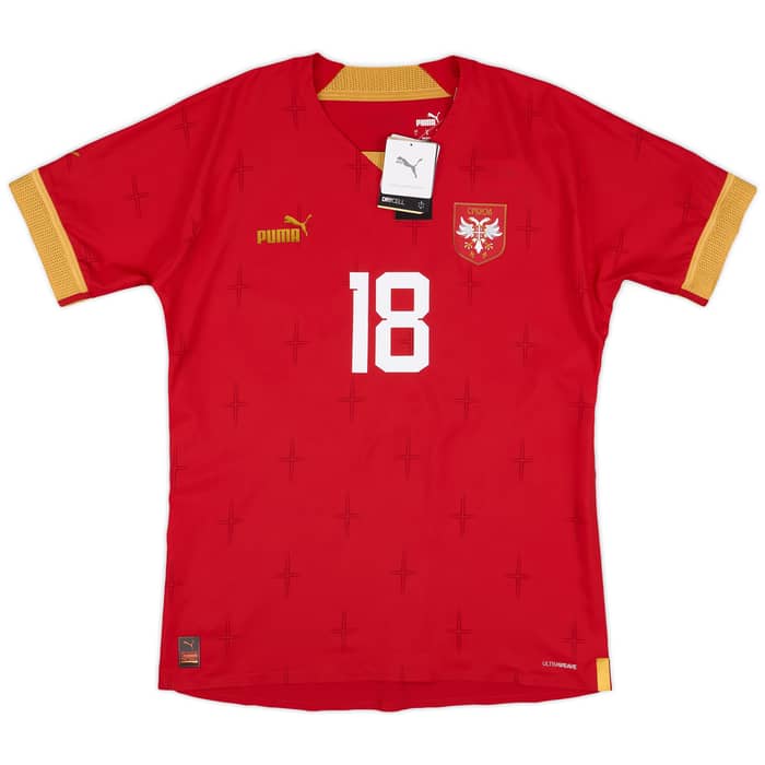 2022-23 Serbia Player Issue Home Shirt Vlahovic #18