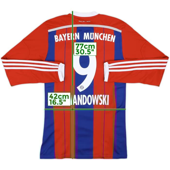 2014-15 Bayern Munich Home L/S Shirt Lewandowski #9 - 8/10 - (M)