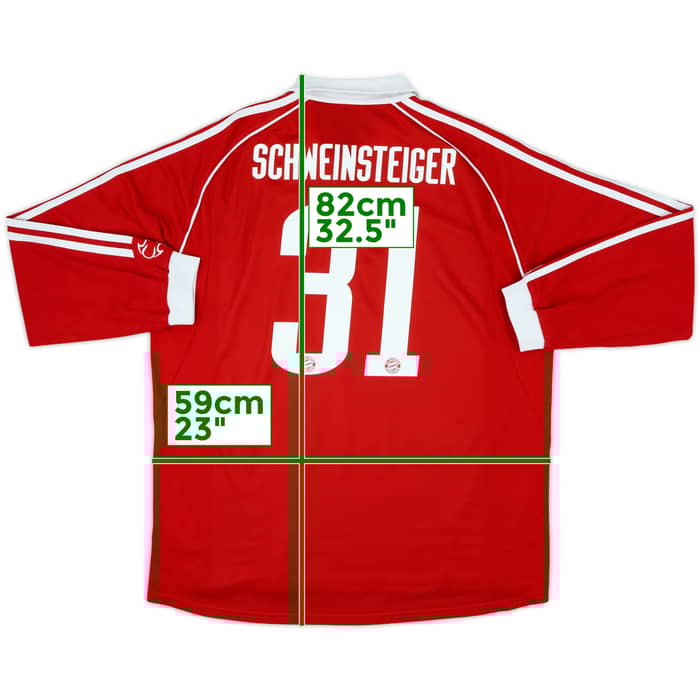2006-07 Bayern Munich Player Issue Home L/S Shirt Schweinsteiger #31 - 9/10 - (XL)