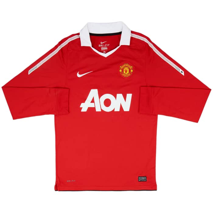 2010-11 Manchester United Home L/S Shirt & Shorts Berbatov #9 - 6/10 - (S)