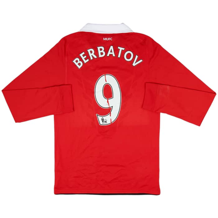 2010-11 Manchester United Home L/S Shirt & Shorts Berbatov #9 - 6/10 - (S)