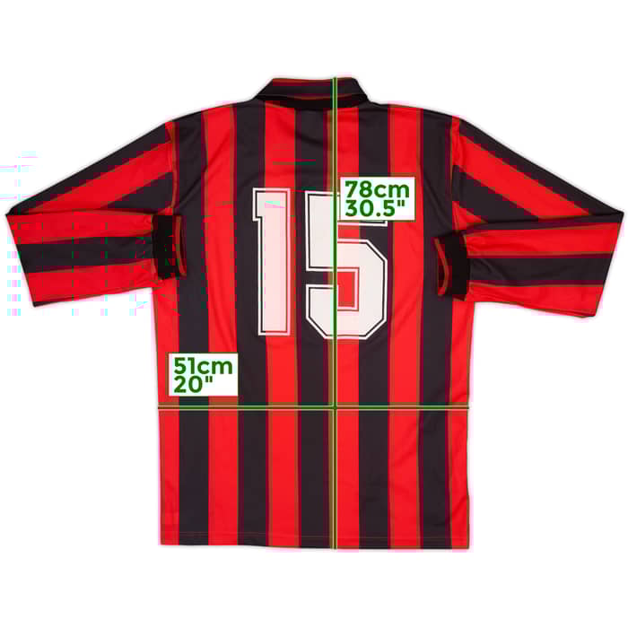 1992-93 AC Milan Home L/S Shirt #15 - 8/10 - (XL)