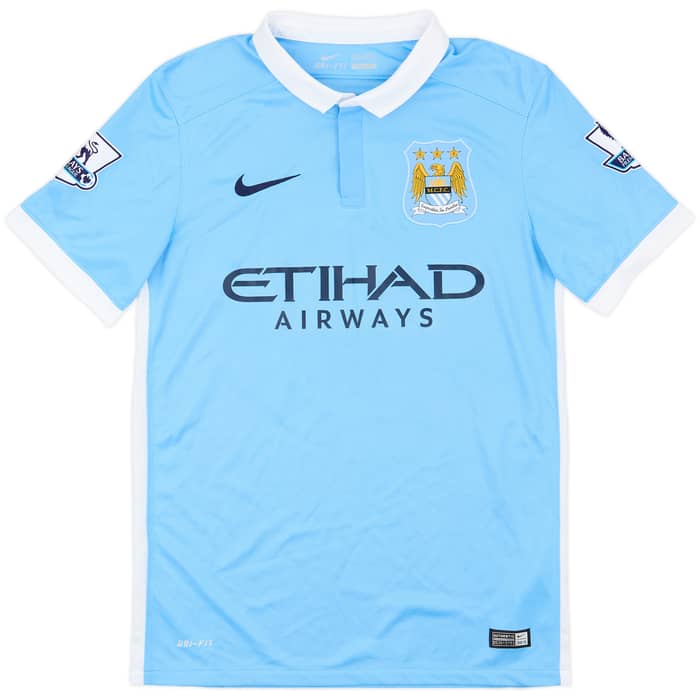 2015-16 Manchester City Home Shirt Kun Aguero #16 - 9/10 - (S)