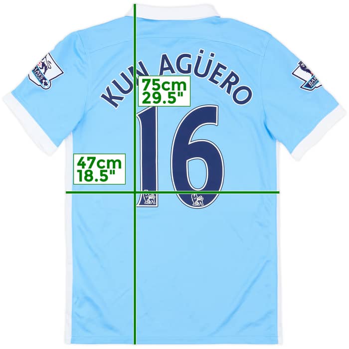 2015-16 Manchester City Home Shirt Kun Aguero #16 - 9/10 - (S)