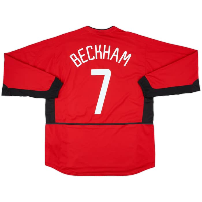 2002-04 Manchester United Home L/S Shirt Beckham #7 (XL)