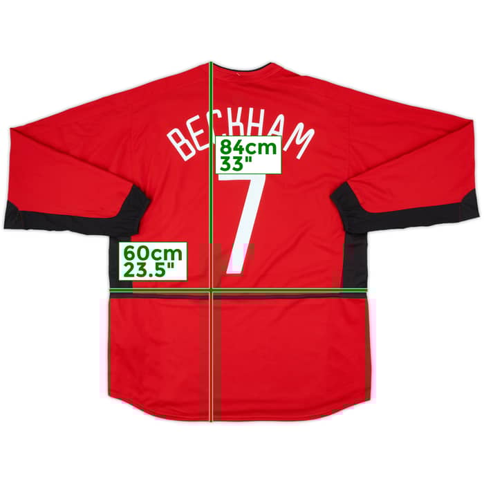 2002-04 Manchester United Home L/S Shirt Beckham #7 (XL)