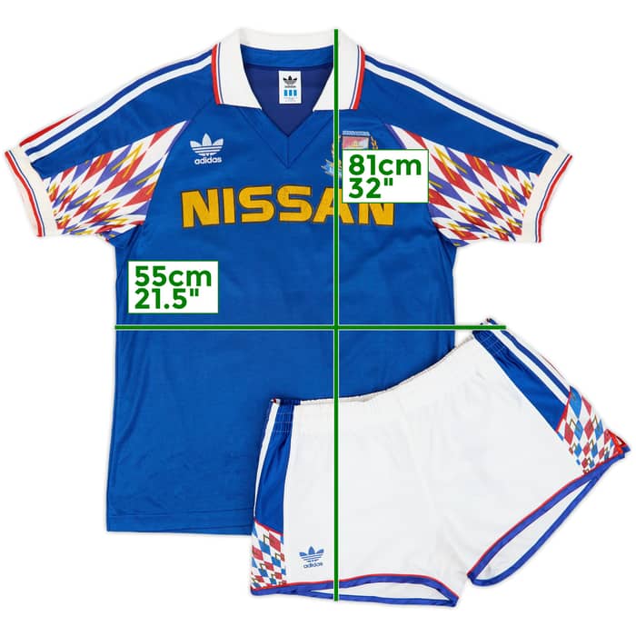 1992-93 Yokohama Marinos Home Shirt & Shorts - 7/10 - (M)