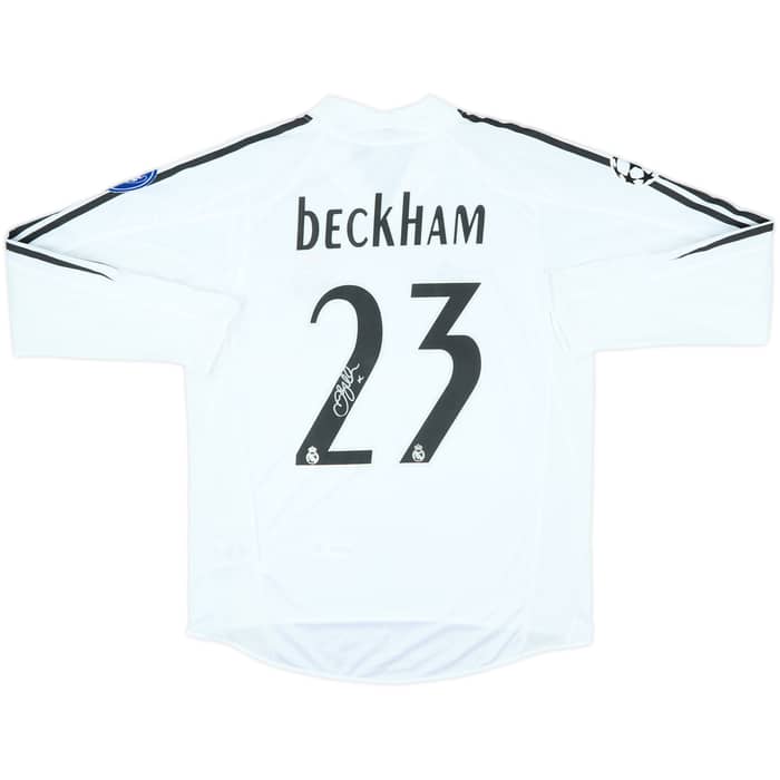 2004-05 Real Madrid Signed Home L/S Shirt Beckham #23 - 9/10 - (M)