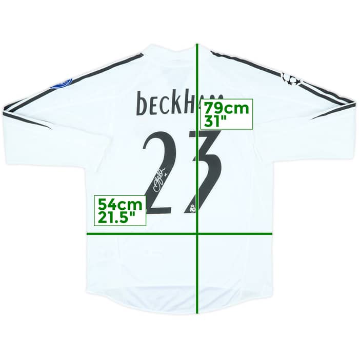 2004-05 Real Madrid Signed Home L/S Shirt Beckham #23 - 9/10 - (M)