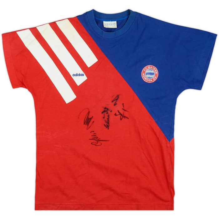 1991-92 Bayern Munich adidas Signed Cotton T-Shirt - 7/10 - (XL.Boys)