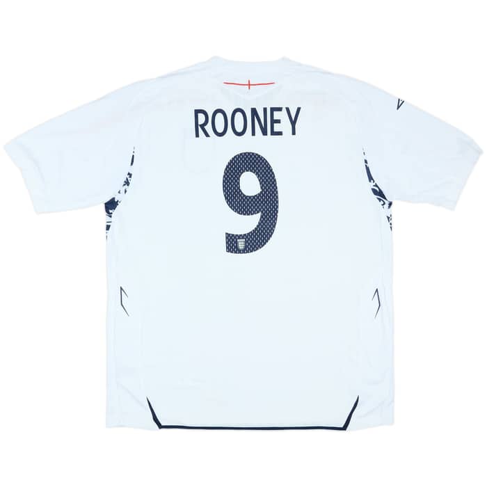 2007-09 England Signed Home Shirt Rooney #9 - 5/10 - (XXL)