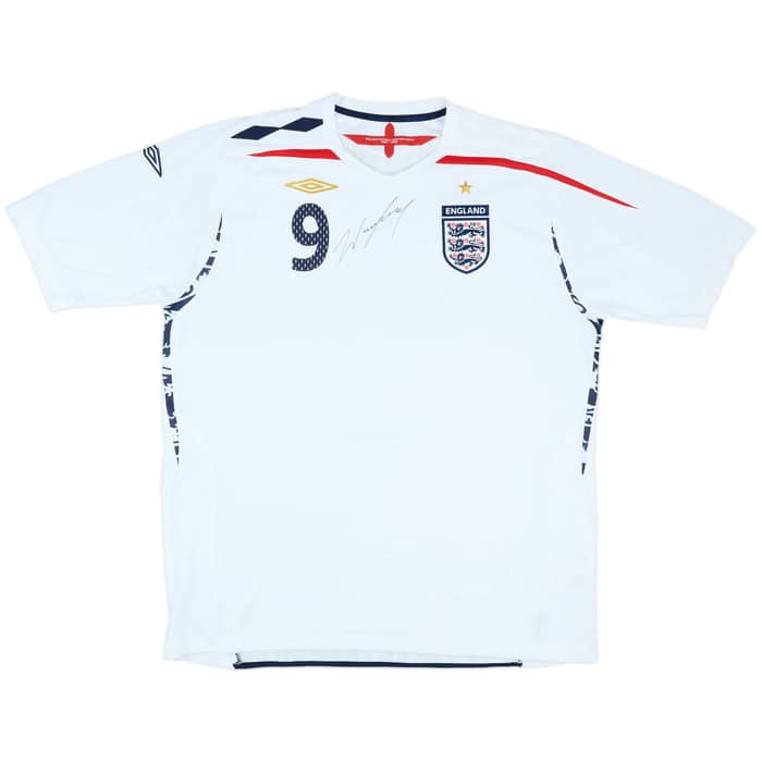 2007-09 England Signed Home Shirt Rooney #9 - 5/10 - (XXL)