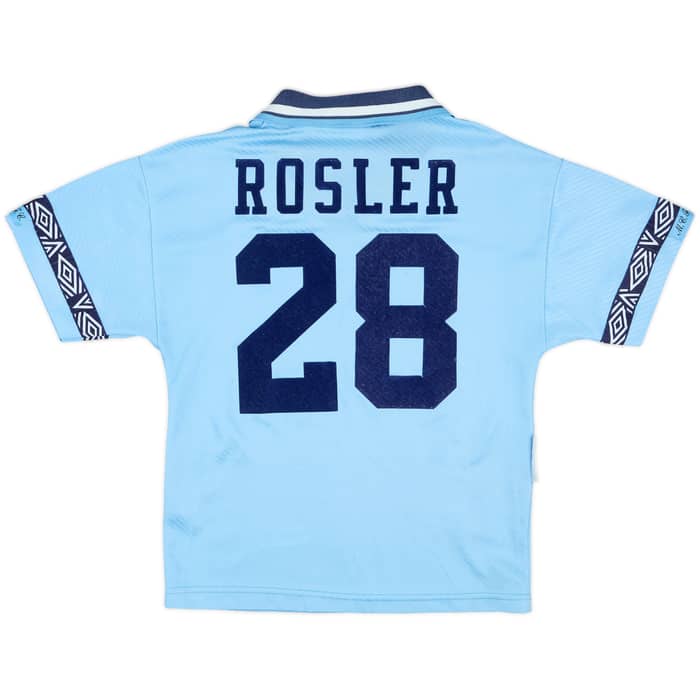 1993-95 Manchester City Signed Home Shirt Rosler #28 - 8/10 - (L.Boys)