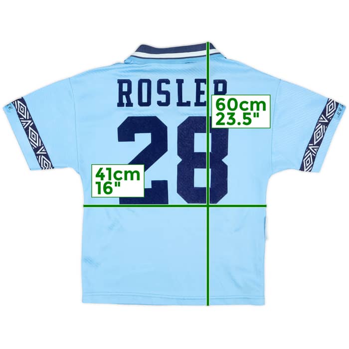 1993-95 Manchester City Signed Home Shirt Rosler #28 - 8/10 - (L.Boys)